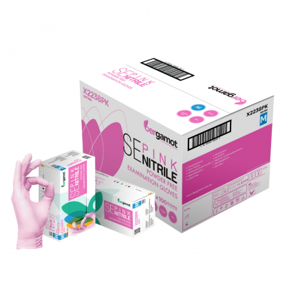 [Carton] X2238PK Pink Nitrile Powder Free Examination Gloves 10 Boxes