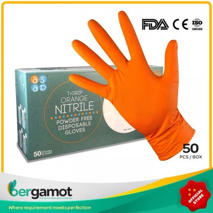 ASAP T-Grip Orange Nitrile Powder Free Mechanical Working Gloves (50's per box) ASAP T-Grip Orange Nitrile Powder Free Mechanical Working Gloves (50's per box)