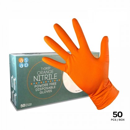 ASAP T-Grip Orange Nitrile Powder Free Mechanical Working Gloves (50's per box) ASAP T-Grip Orange Nitrile Powder Free Mechanical Working Gloves (50's per box)