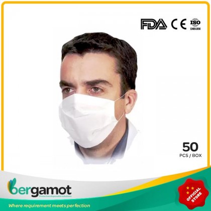 Bergamot 2 Ply Non-woven Disposable Face Mask Earloop 50's (White) Bergamot 2 Ply Non-woven Disposable Face Mask Earloop 50's (White)