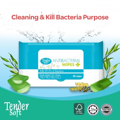 ABW-T80 Tendersoft Anti-Bacterial Wipes 80pcs Saver Pack